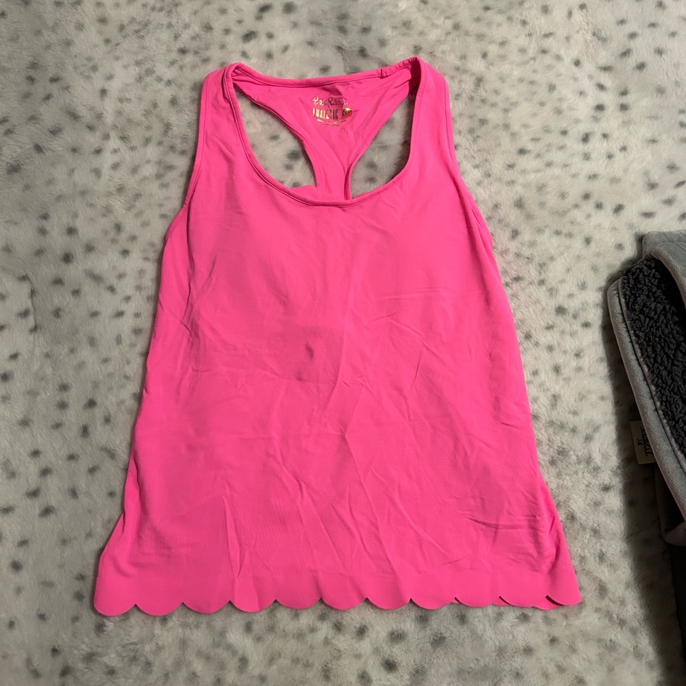 Lilly Pulitzer scalloped pink luxletic tank top